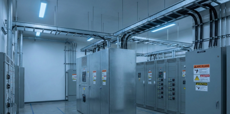 Electrical switchgear inspected during a short circuit and arc flash study